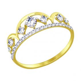 Кольцо из лимонного золота SOKOLOV 017414-2 с фианитом 017414-2 фото