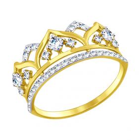Кольцо из лимонного золота SOKOLOV 017416-2 с фианитом 017416-2 фото