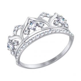 Кольцо из белого золота SOKOLOV 017416-3 с фианитом 017416-3 фото