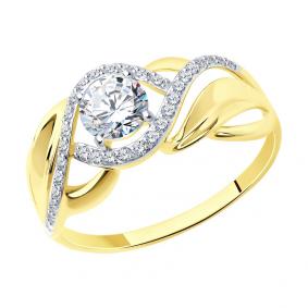 Кольцо из лимонного золота SOKOLOV 017424-2 с фианитом 017424-2 фото