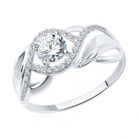Кольцо из белого золота SOKOLOV 017424-3 с фианитом 017424-3 фото