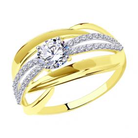 Кольцо из лимонного золота SOKOLOV 017425-2 с фианитом 017425-2 фото