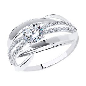 Кольцо из белого золота SOKOLOV 017425-3 с фианитом 017425-3 фото