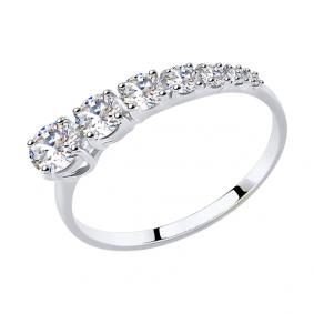 Кольцо из белого золота SOKOLOV 017442-3 с фианитом 017442-3 фото