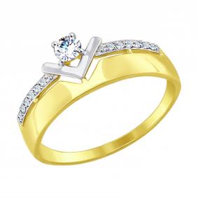 Кольцо из лимонного золота SOKOLOV 017478-2 с фианитом 017478-2 фото
