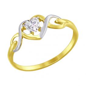017487-2: Кольцо из желтого золота с фианитом 017487-2 фото