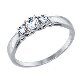 Кольцо из белого золота SOKOLOV 017491-3 с фианитом 017491-3 фото