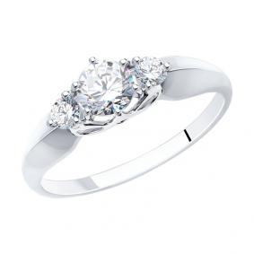 Кольцо из белого золота SOKOLOV 017492-3 с фианитом 017492-3 фото