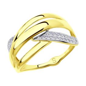 Кольцо из лимонного золота SOKOLOV 017704-2 с фианитом 017704-2 фото