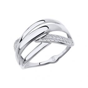 Кольцо из белого золота SOKOLOV 017704-3 с фианитом 017704-3 фото