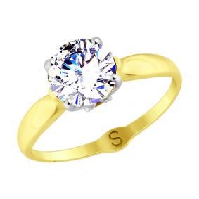 Кольцо из лимонного золота SOKOLOV 017840-2 с фианитом 017840-2 фото