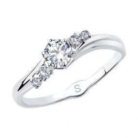 Кольцо из белого золота SOKOLOV 017923 с фианитом 017923 фото