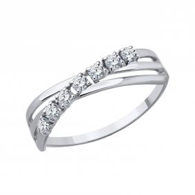 Кольцо из белого золота SOKOLOV 018057-3 с фианитом 018057-3 фото