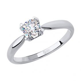 Кольцо из белого золота SOKOLOV 018232-3 с фианитом 018232-3 фото