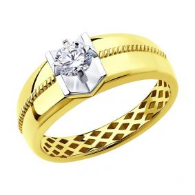 Кольцо из лимонного золота SOKOLOV 018258-2 с фианитом 018258-2 фото