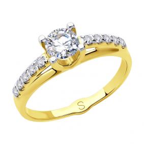 Кольцо из лимонного золота SOKOLOV 018296-2 с фианитом 018296-2 фото