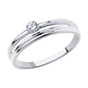 Кольцо из белого золота SOKOLOV 018314-3 с фианитом 018314-3 фото