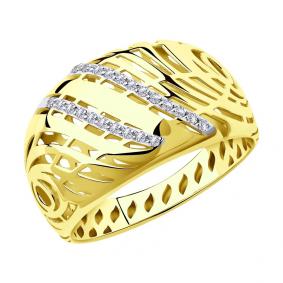 018379-2: Кольцо из желтого золота с фианитами 018379-2 фото