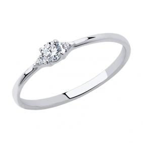 Кольцо из белого золота SOKOLOV 018386-3 с фианитом 018386-3 фото