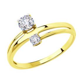 Кольцо из лимонного золота SOKOLOV 018484-2 с фианитом 018484-2 фото