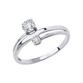 Кольцо из белого золота SOKOLOV 018484-3 с фианитом 018484-3 фото
