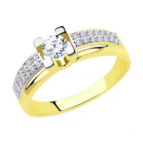 Кольцо из лимонного золота SOKOLOV 018509-2 с фианитом 018509-2 фото