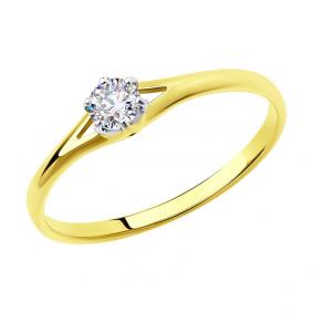 Кольцо из лимонного золота SOKOLOV 018518-2 с фианитом 018518-2 фото