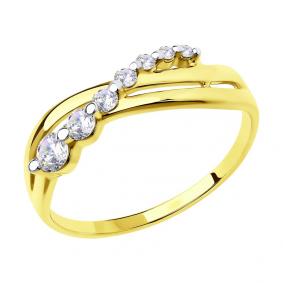 Кольцо из лимонного золота SOKOLOV 018523-2 с фианитом 018523-2 фото