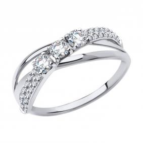 Кольцо из белого золота SOKOLOV 018528-3 с фианитом 018528-3 фото