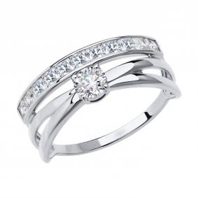 Кольцо из белого золота SOKOLOV 018558-3 с фианитом 018558-3 фото