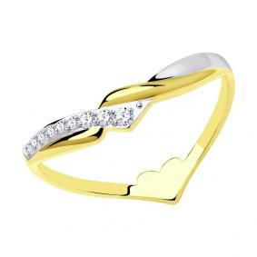 Кольцо из лимонного золота SOKOLOV 018579-2 с фианитом 018579-2 фото
