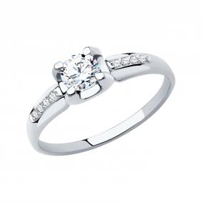 Кольцо из белого золота SOKOLOV 018585-3 с фианитом 018585-3 фото