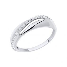 Кольцо из белого золота SOKOLOV 018613-3 с фианитом 018613-3 фото