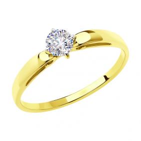 Кольцо из лимонного золота SOKOLOV 018644-2 с фианитом 018644-2 фото