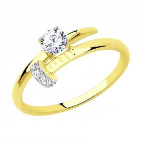 Кольцо из лимонного золота SOKOLOV 018666-2 с фианитом 018666-2 фото