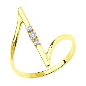 Кольцо из лимонного золота SOKOLOV 018678-2 с фианитом 018678-2 фото