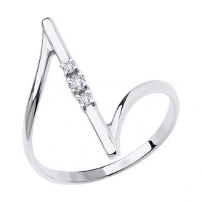 Кольцо из белого золота SOKOLOV 018678-3 с фианитом 018678-3 фото