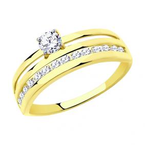 Кольцо из лимонного золота SOKOLOV 018690-2 с фианитом 018690-2 фото