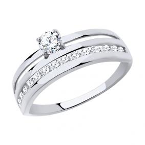 Кольцо из белого золота SOKOLOV 018690-3 с фианитом 018690-3 фото