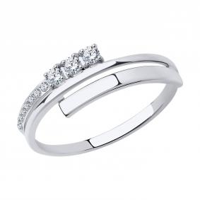 Кольцо из белого золота SOKOLOV 018740-3 с фианитом 018740-3 фото