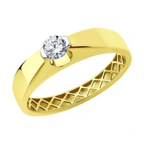 Кольцо из лимонного золота SOKOLOV 018769-2 с фианитом 018769-2 фото