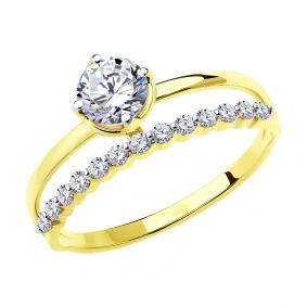 Кольцо из лимонного золота SOKOLOV 018780-2 с фианитом 018780-2 фото