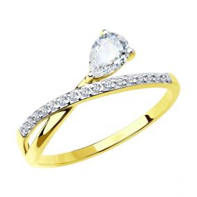 Кольцо из лимонного золота SOKOLOV 018795-2 с фианитом 018795-2 фото