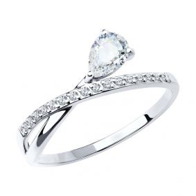 Кольцо из белого золота SOKOLOV 018795-3 с фианитом 018795-3 фото