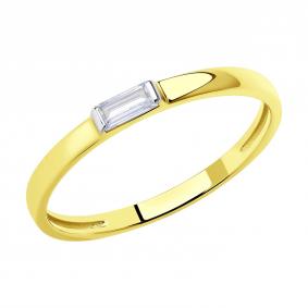 Кольцо из лимонного золота SOKOLOV 018845-2 с фианитом 018845-2 фото