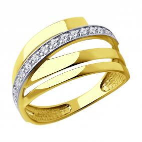 Кольцо из лимонного золота SOKOLOV 018878-2 с фианитом 018878-2 фото