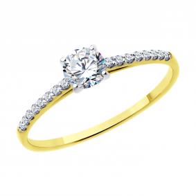 Кольцо из лимонного золота SOKOLOV 018893-2 с фианитом 018893-2 фото