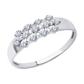 Кольцо из белого золота SOKOLOV 018959-3 с фианитом 018959-3 фото