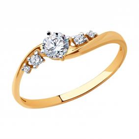 Золотое кольцо SOKOLOV 018977 с фианитом 018977 фото