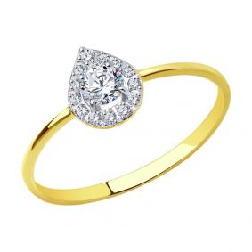 Кольцо из лимонного золота SOKOLOV 018978-2 с фианитом 018978-2 фото